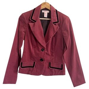 Y2K Vintage Xhilaration Womens Velvet Blazer Size M Velvet Trim Academia Preppy